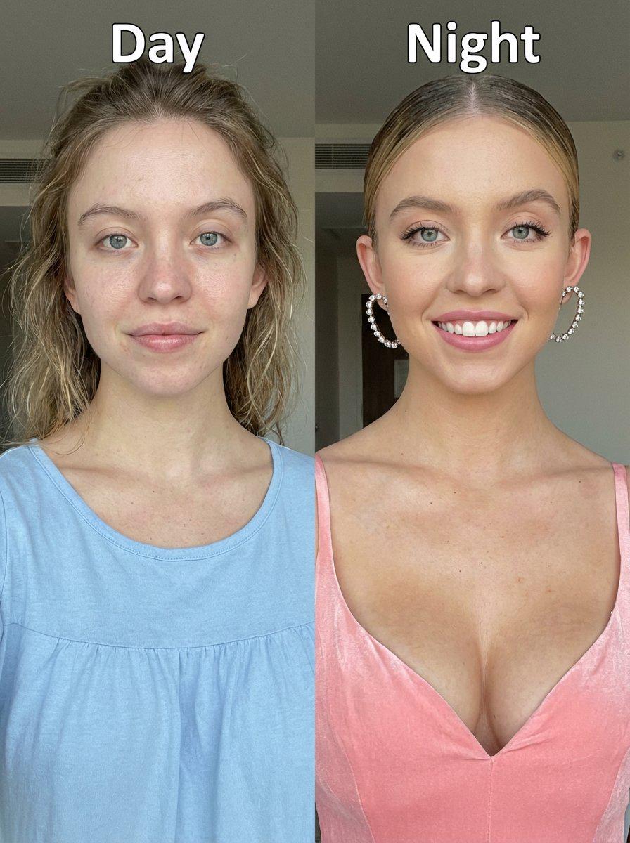 素颜与精妆上半身对比人像写真