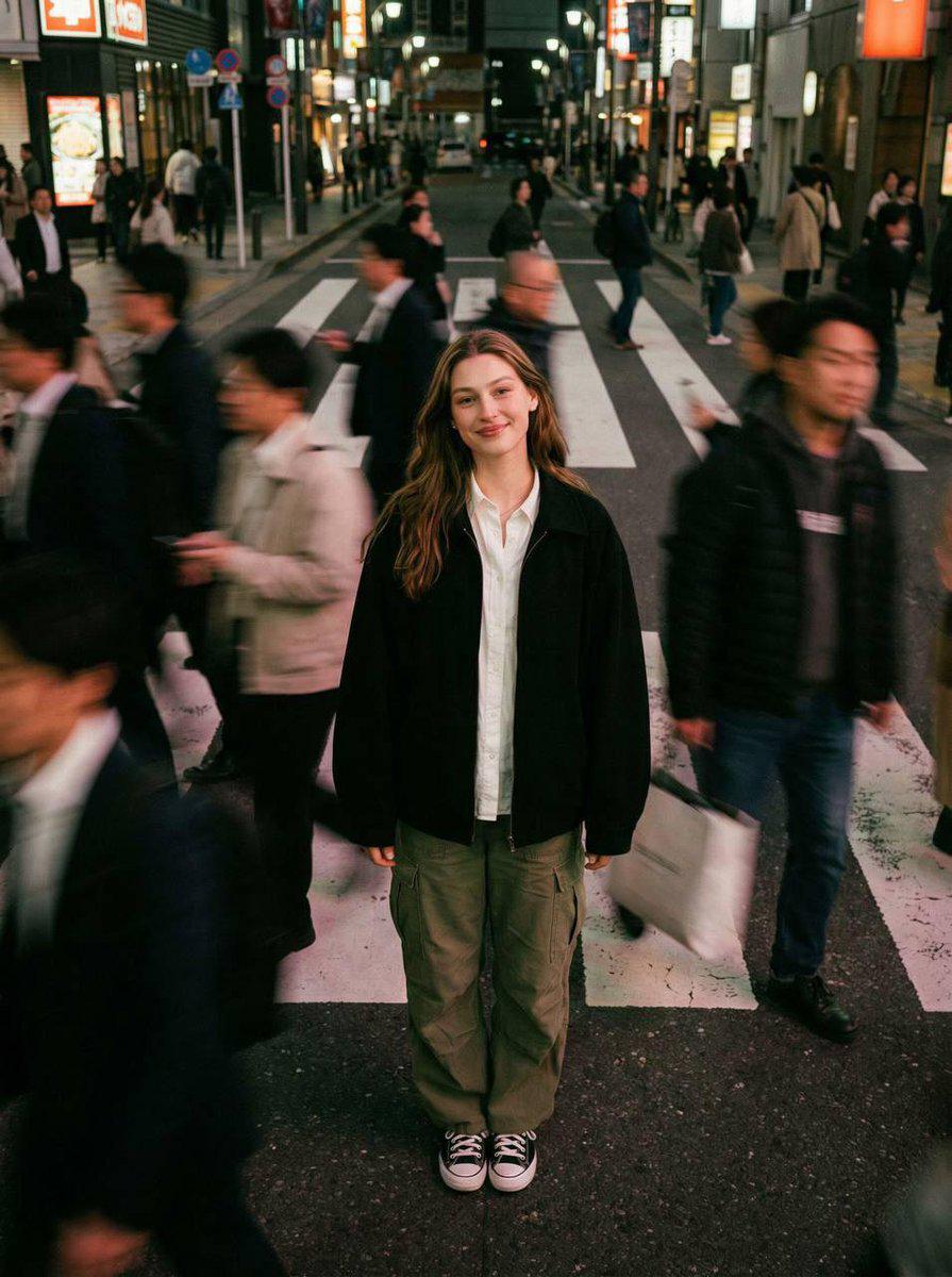 电影感街头俯拍人群模糊动态肖像