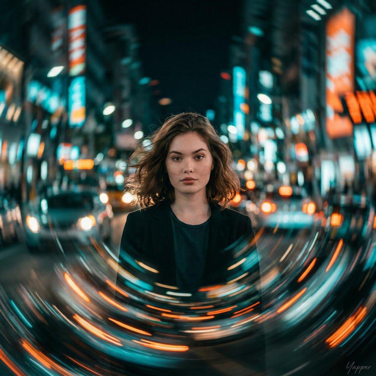 电影感夜景女性肖像