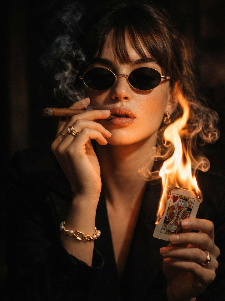 暗调西装女性电影感肖像