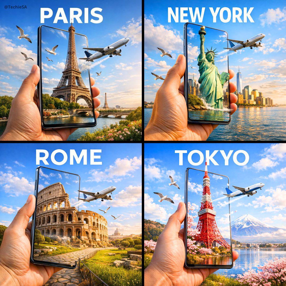 手持设备3D门户效果旅行广告