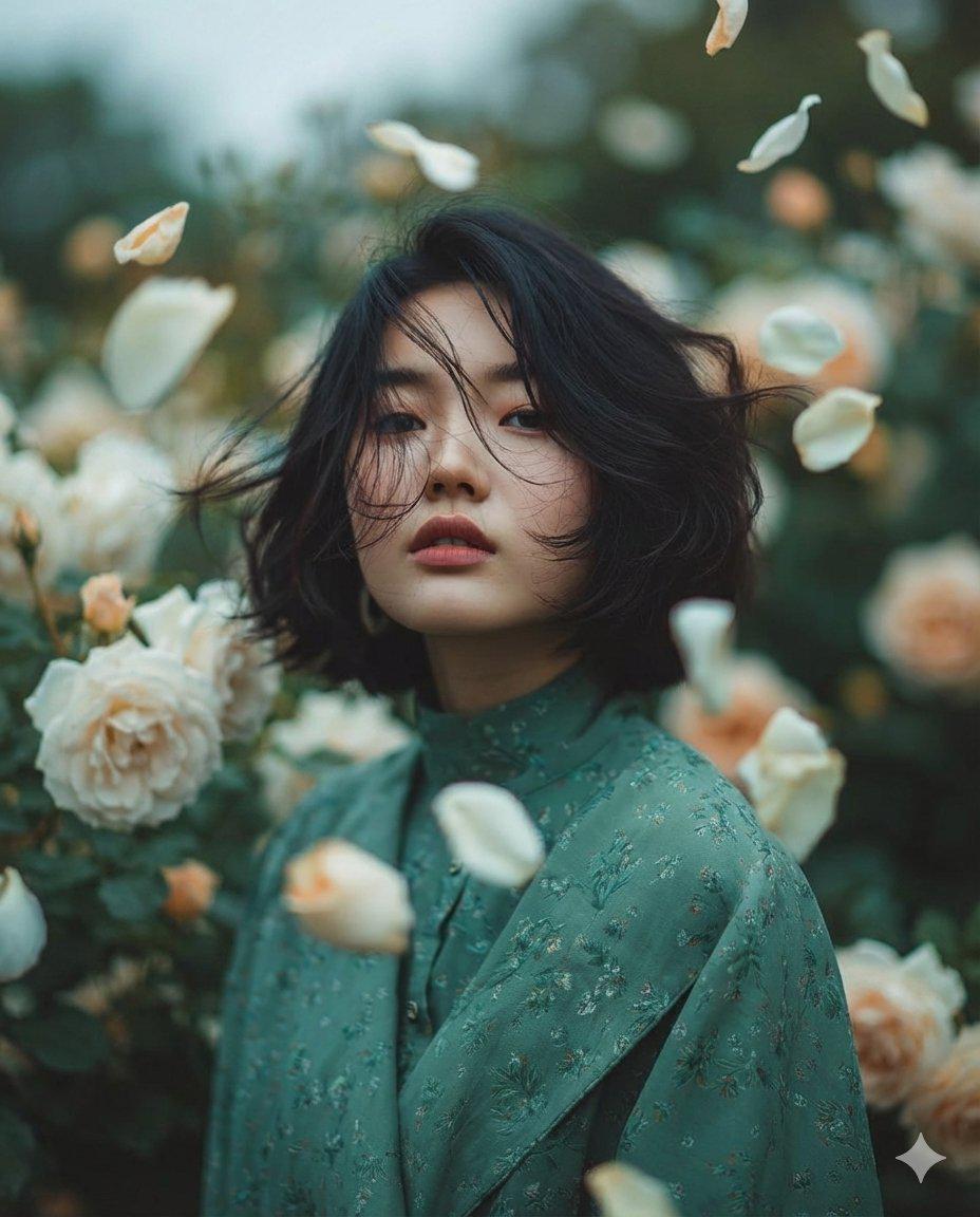 浪漫空灵花园氛围少女艺术肖像