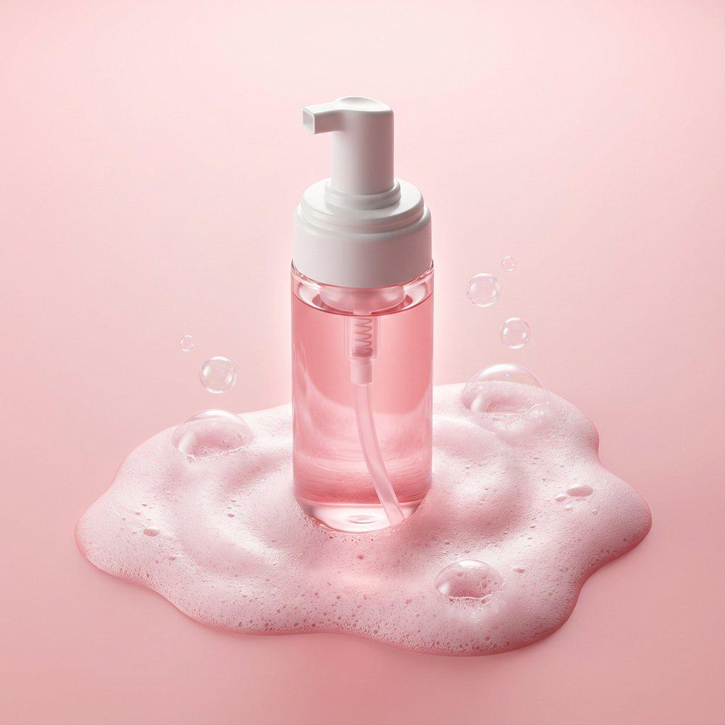 高端极简粉色洁面乳产品摄影
