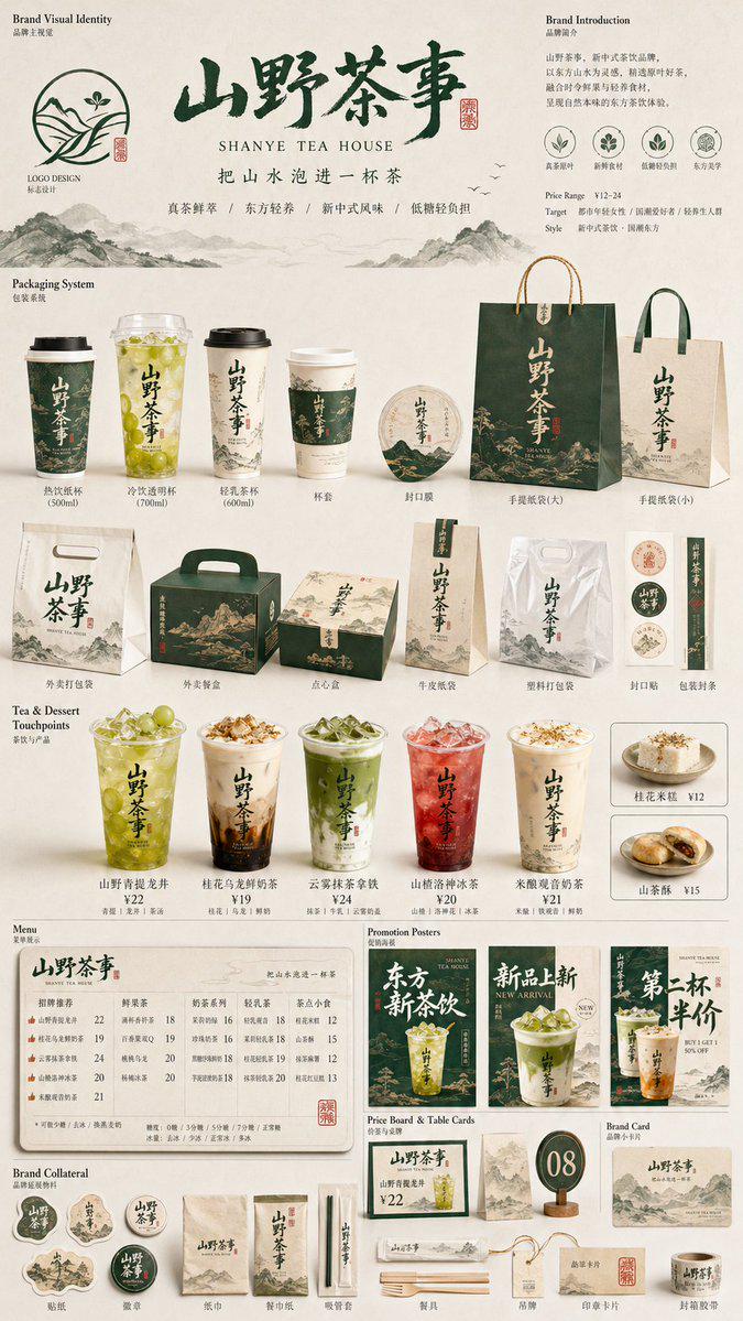 餐饮品牌触点矩阵视觉系统展示图