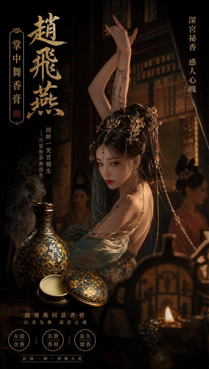 赵飞燕掌中舞香膏错金铜瓶深宫广告