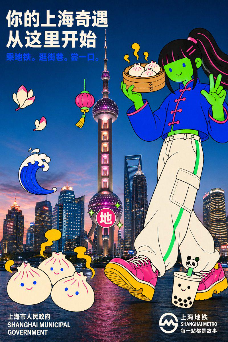 上海城市照片涂鸦混搭活动海报