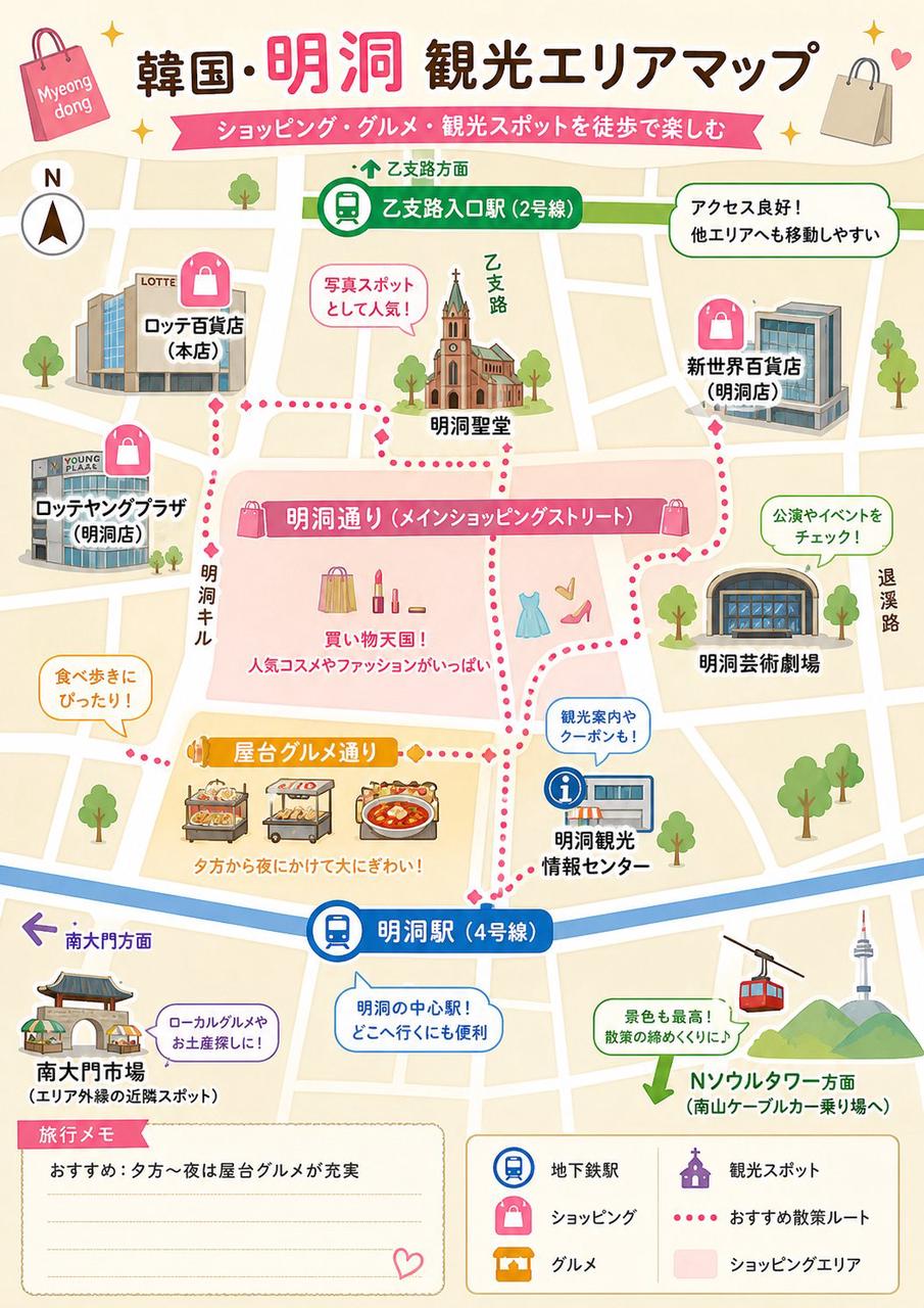 明洞旅游区域地图