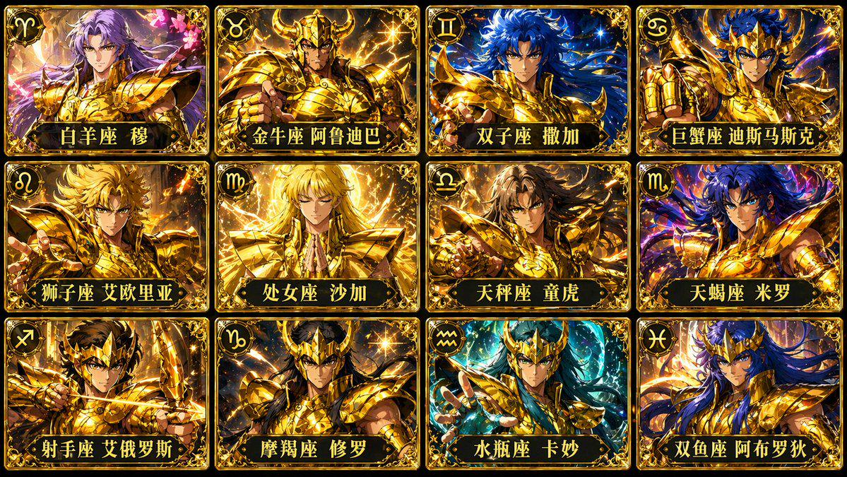十二黄金圣斗士卡牌合集