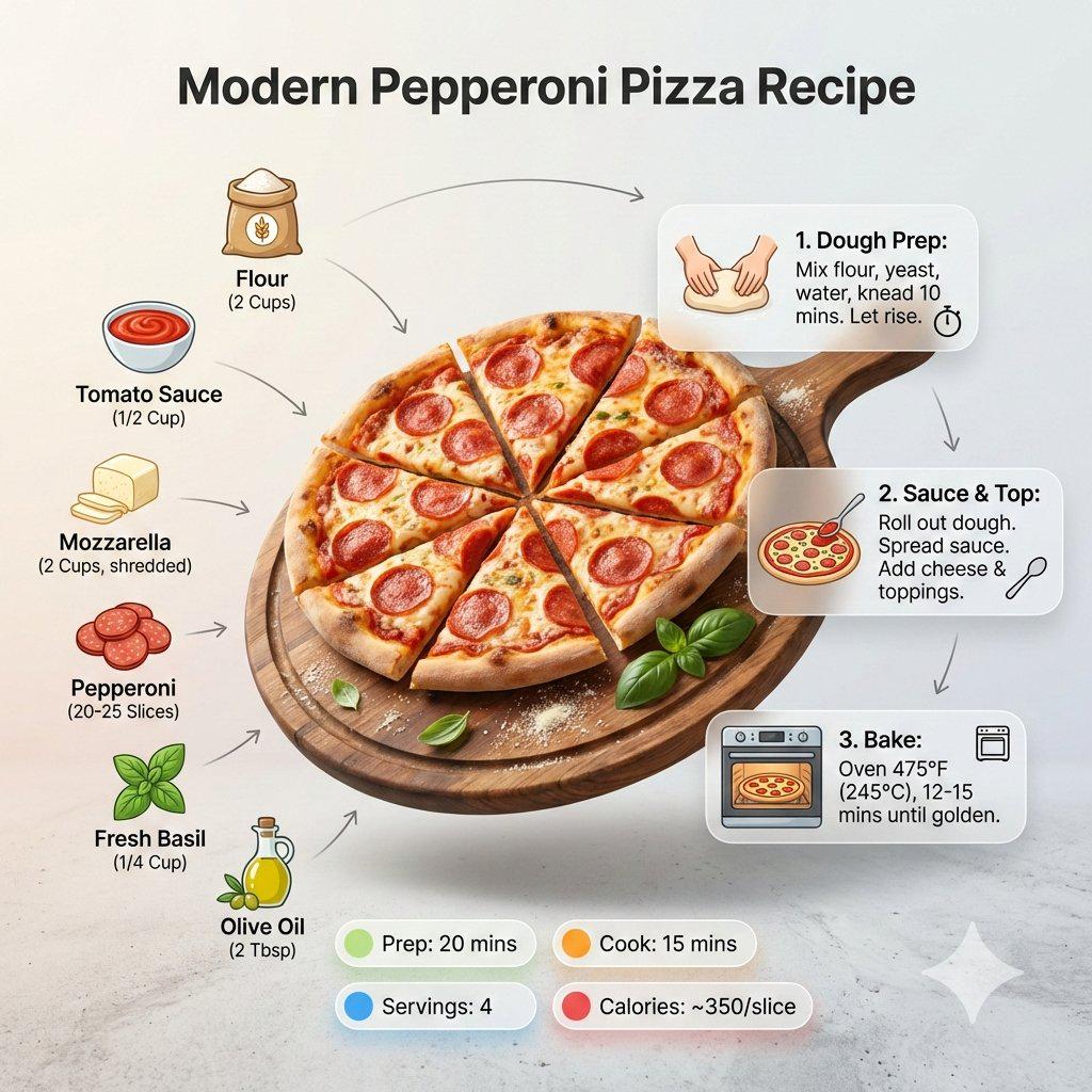 披萨食谱极简现代编辑风信息图