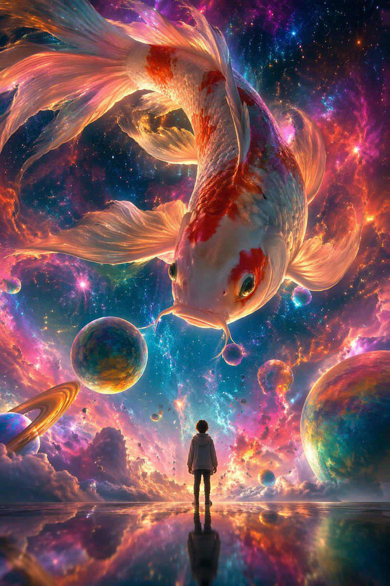 星云巨鲤与小人的奇幻对话