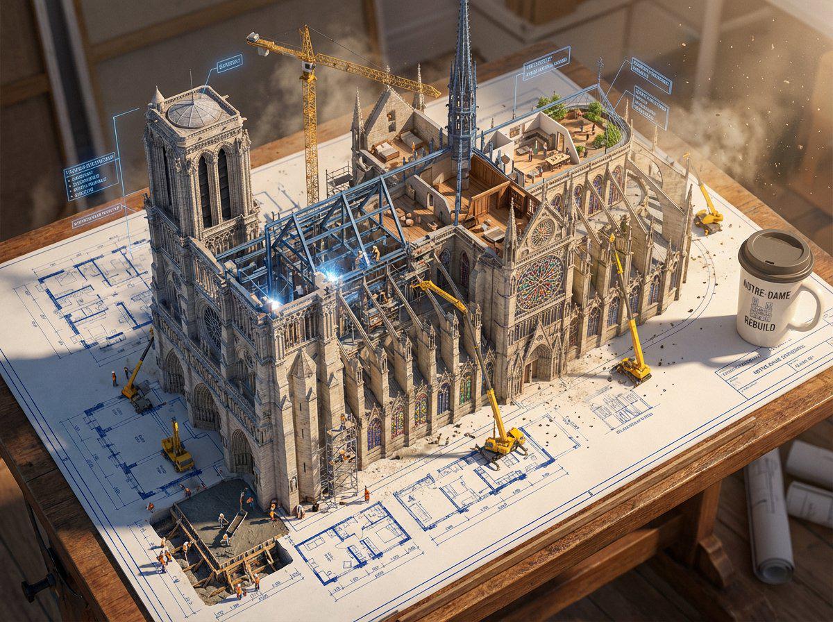 建筑蓝图跃然纸上的史诗3D场景