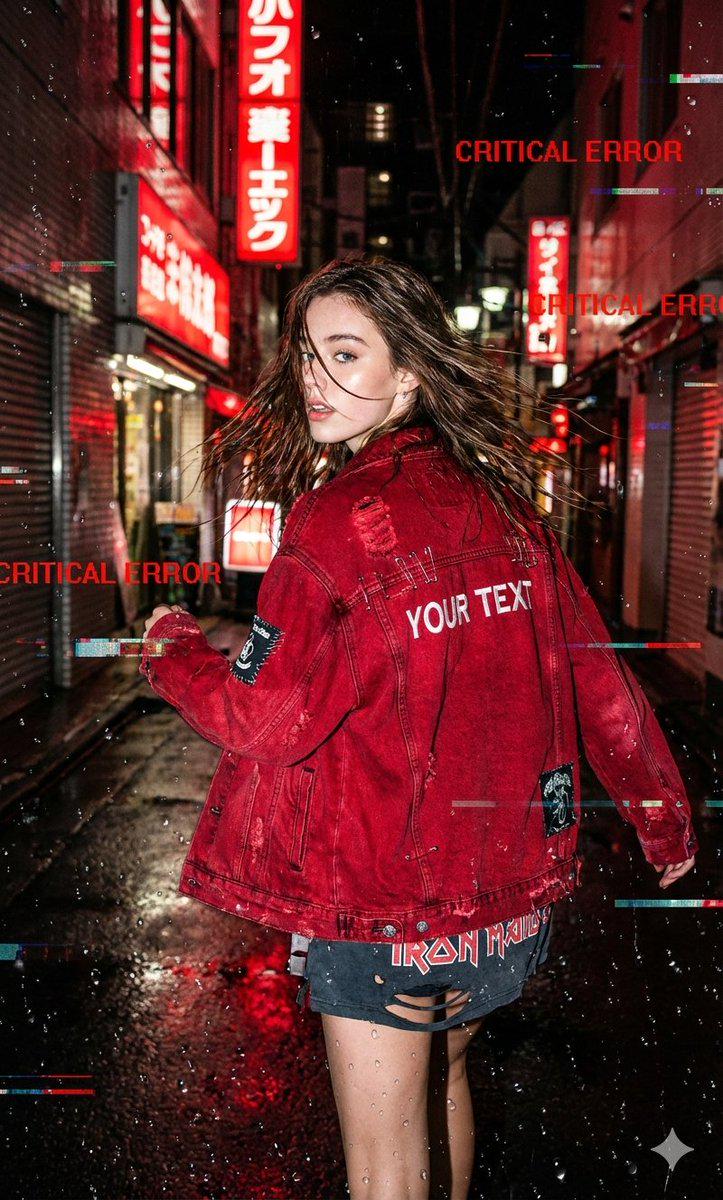 霓虹雨夜赛博街头奔跑少女
