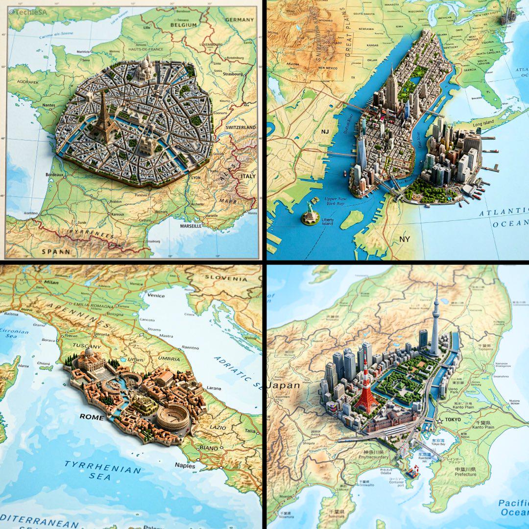 城市微缩3D立体地图鸟瞰场景
