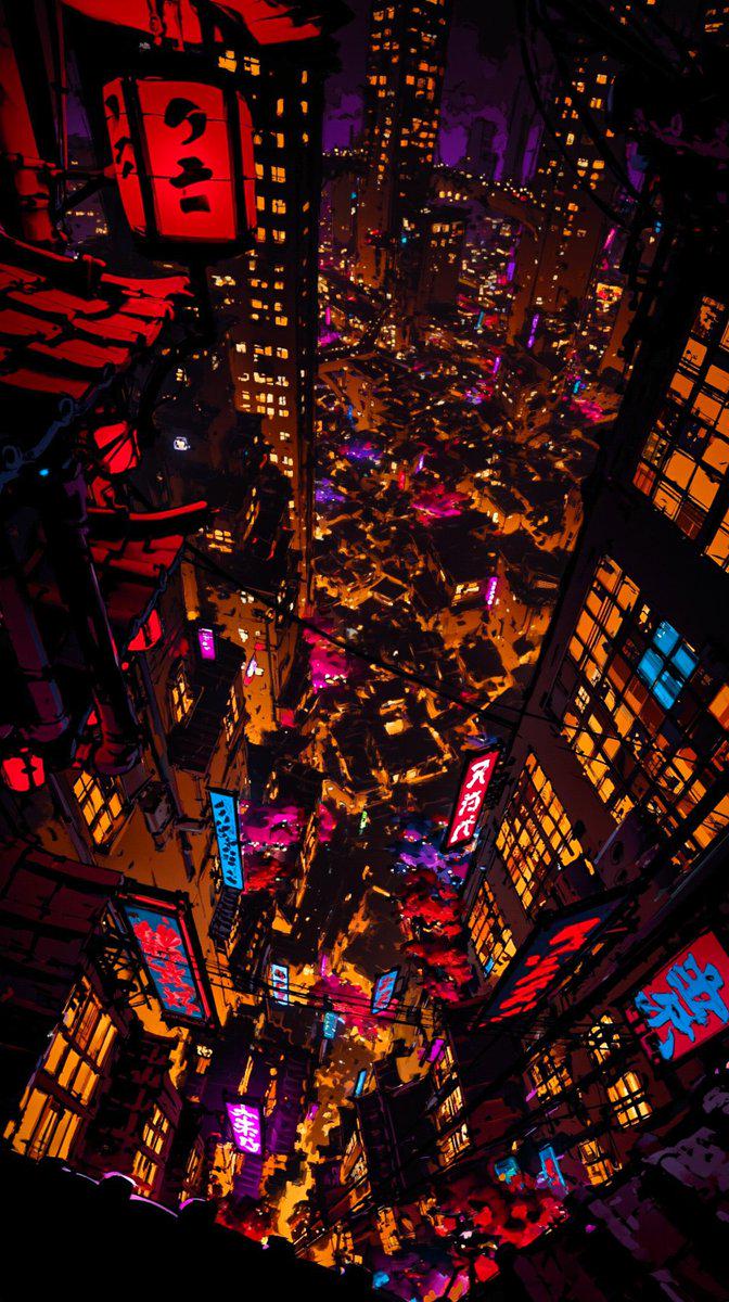 日式未来都市插画
